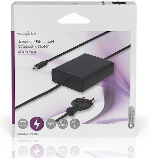 Nedis USB-C Universal Φορτιστής Laptop 45W 20V 3A με Αποσπώμενο Καλώδιο Τροφοδοσίας