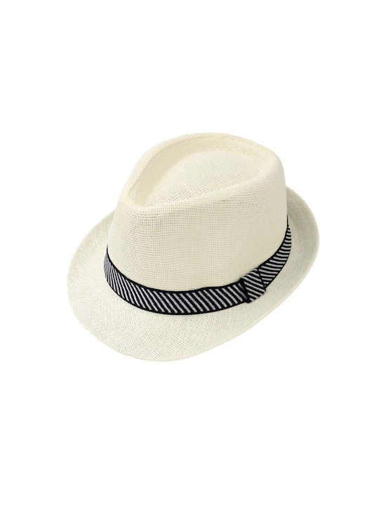 Men's Straw Fedora with Ecru Ribbon