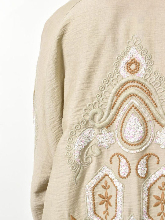 Women's Cardigan with Buttons Beige