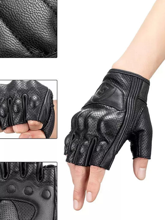 Rockbros 16220006002 M Mănuși de motocicletă din piele - negru
