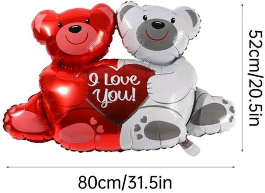 Balloon Teddy Bears Red White Valentine's Day Balloon I Love You I Love You with Heart 52x80cm (tatu Moyo)