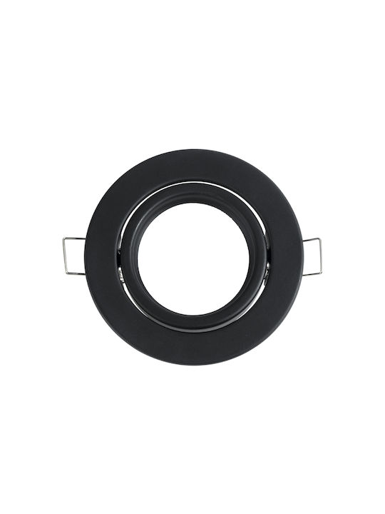 GloboStar Delta Round Metallic Frame for Spot GU5.3 Black 9.2x9.2cm. 1pcs