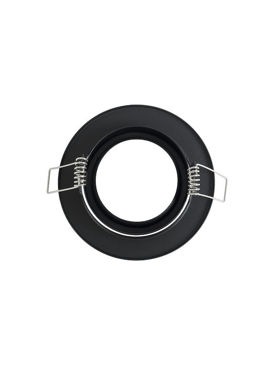 GloboStar Delta Round Metallic Frame for Spot GU5.3 Black 9.2x9.2cm. 1pcs