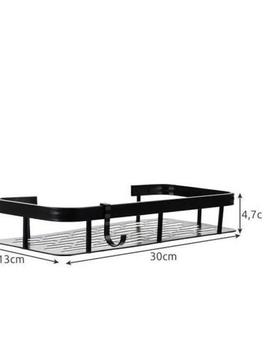 Επιτοίχια Ραφιέρα Μπάνιου Μεταλλική 30x13x4.7cm Μαύρη