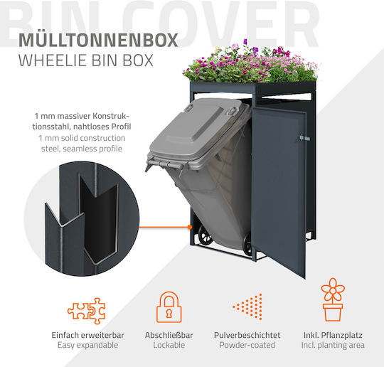 ML-Design Metallic Waste Bin 60lt Gray