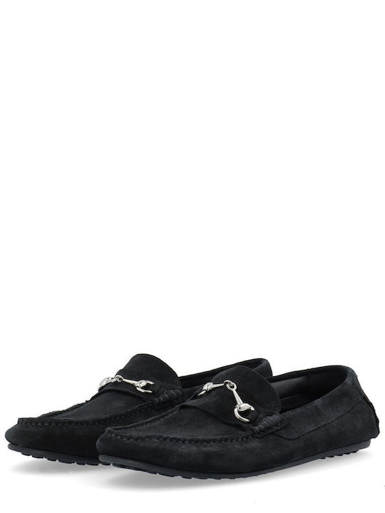 Bianco Men's Suede Moccasins Black