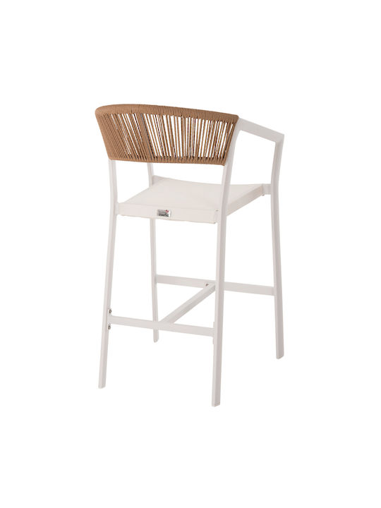 Bar Stool for Outdoor Space Made of Aluminum White 57x57x99cm
