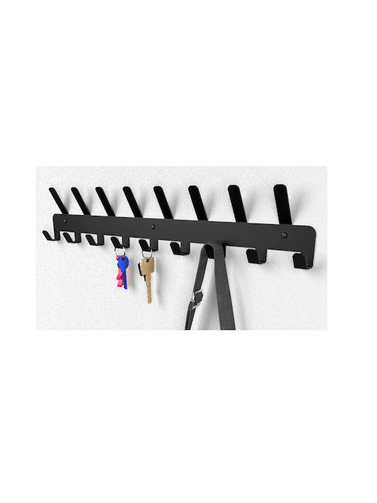 Cremastă de Perete Metalică cu 17 Compartimente Neagră 48.3x2.5x9.5cm