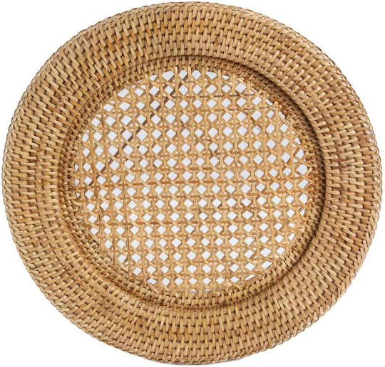 Andrea House Διακοσμητική Πιατέλα Στρογγυλή Rattan Λευκή 32x32x2εκ.