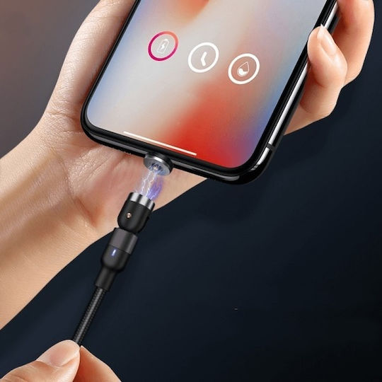 LED / Magnetic Cablu USB la micro USB cu mai multe porturi 3.1A Negru 2m