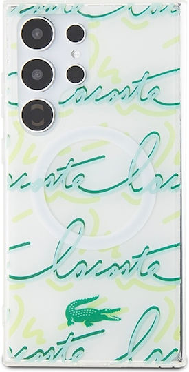 Lacoste Logo Script Magsafe Back Cover Πλαστικό Λευκό (Galaxy S24 Ultra)
