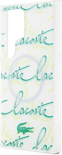 Lacoste Logo Script Magsafe Back Cover Πλαστικό Λευκό (Galaxy S24 Ultra)