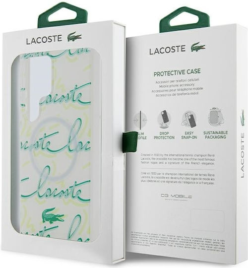 Lacoste Logo Script Magsafe Back Cover Πλαστικό Λευκό (Galaxy S24 Ultra)