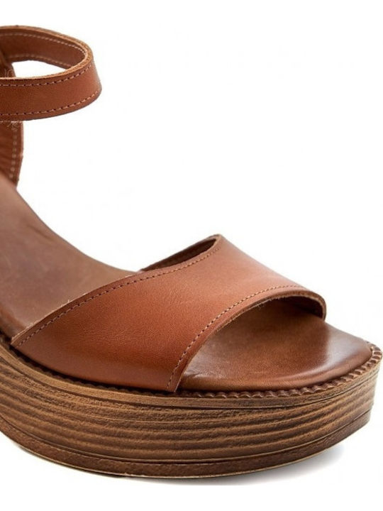 Din piele Sandale Tabac maro