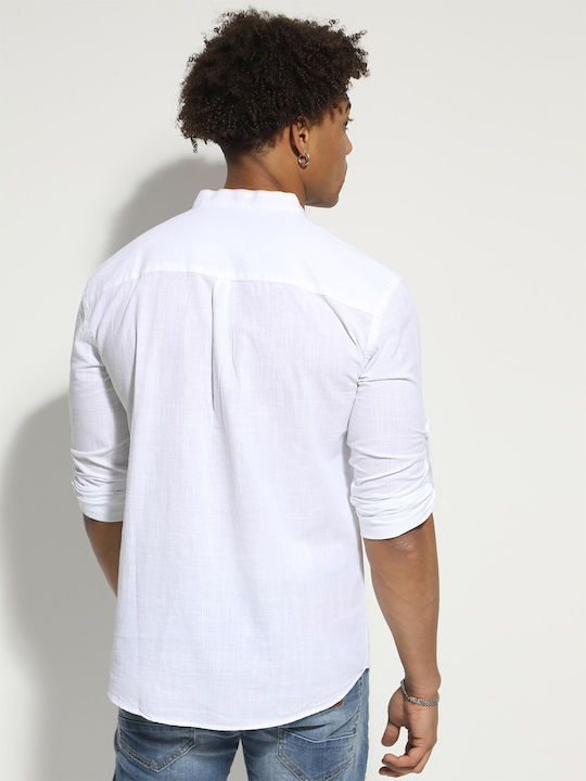 Tresor Men's Shirt Short Sleeve Linen White