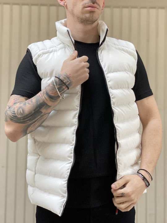 Huxley & Grace Men's Sleeveless Puffer Jacket White