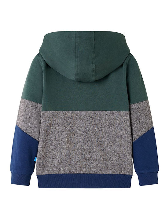 vidaXL Kids Sweatshirt Cardigan with Hood Dark GREEN