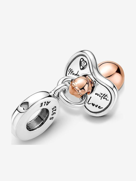 Pandora Charm με Πέτρες από Ροζ Επιχρυσωμένο Ασήμι με Ζιργκόν