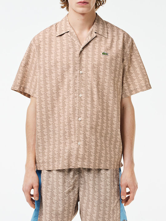 Lacoste Men's Shirt Short Sleeve Cotton Beige