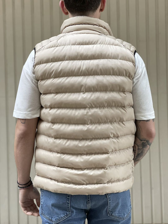 Huxley & Grace Men's Sleeveless Puffer Jacket Beige