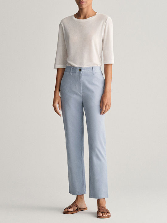 Women's High-waisted Chino Trousers Slim Fit Light Blue