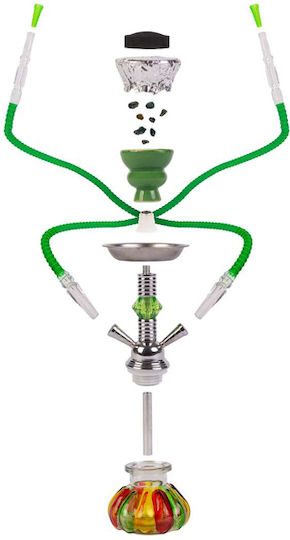 Ναργιλές Hookah Shisha Md Multicolor Διπλός 2 Hoses - 27cm