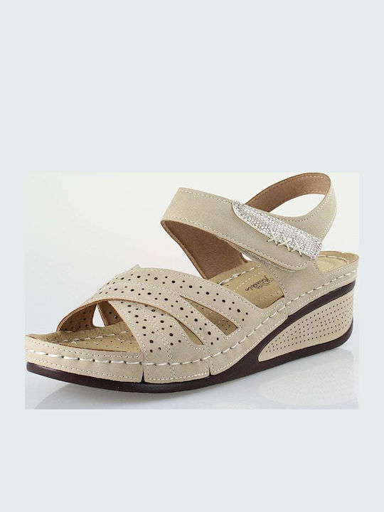 Damenplattformen Beige