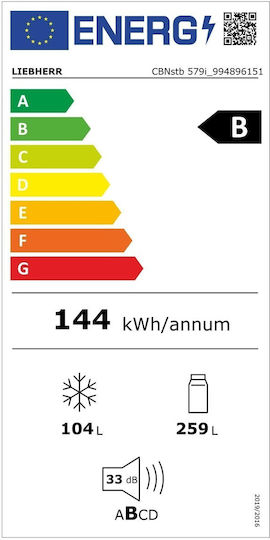 Liebherr Kühl-Gefrierkombination 363Es NoFrost H201.5xB59.7xT67.5cm. Inox Peak BioFresh