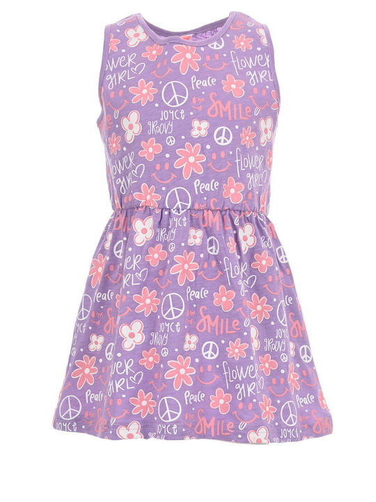 Joyce Girls' Dress for Girls 2pcs Peach-Lilac Embroidery Girl