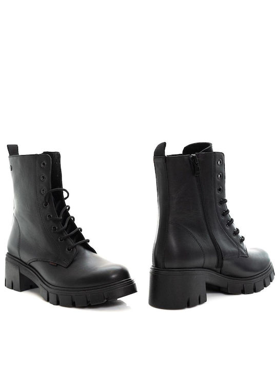 Leder Damen Knöchelstiefel Schwarz