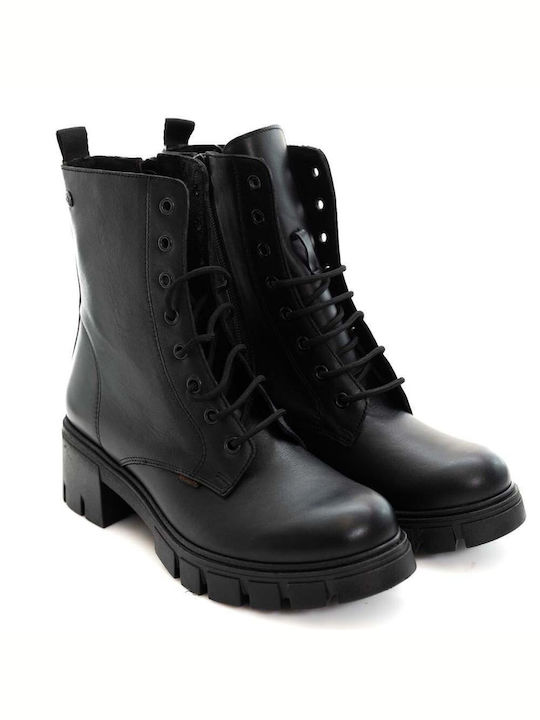 Leder Damen Knöchelstiefel Schwarz