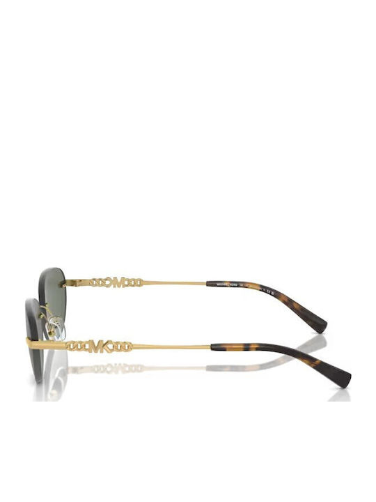 Michael Kors Manchester Unisex Sunglasses with Gold Metal Frame and Green Lens MK1151 18963H