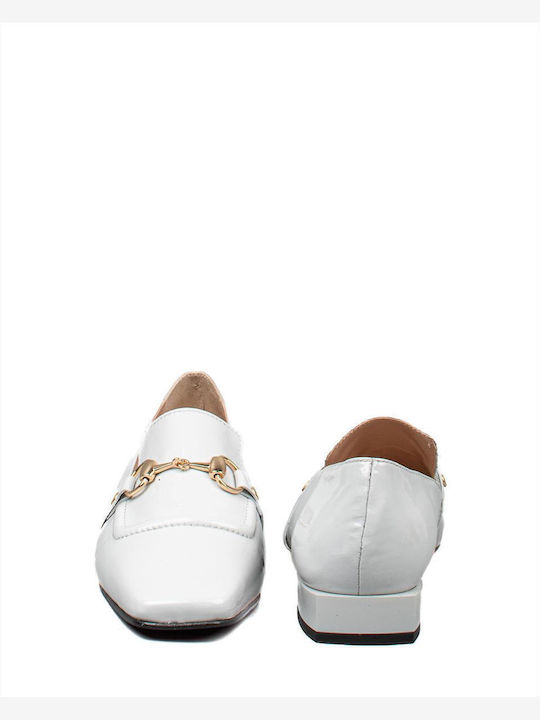 Leather Women's Loafers in Gray Color