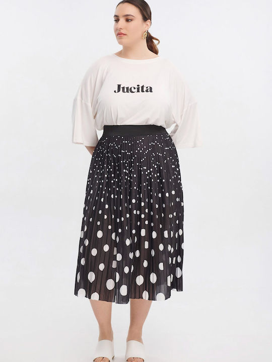 Jucita Midi Skirt Cloche Polka Dot in Black color