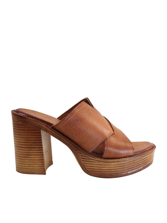 Din piele Sandale Tabac maro