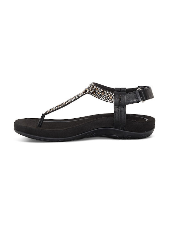 Aetrex Women's Flat Sandals Anatomic in Black Color