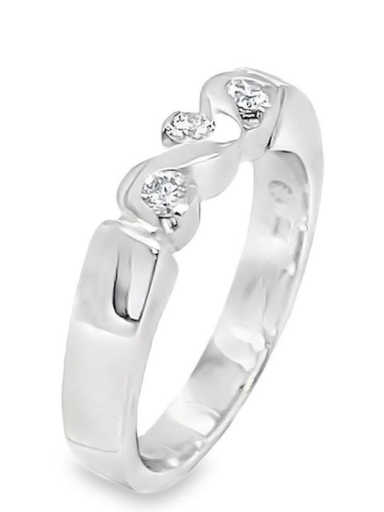 Xryseio Ring with Diamond made of White gold 18K