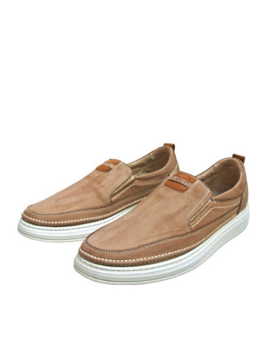 Leder Herren Slip-Ons Beige