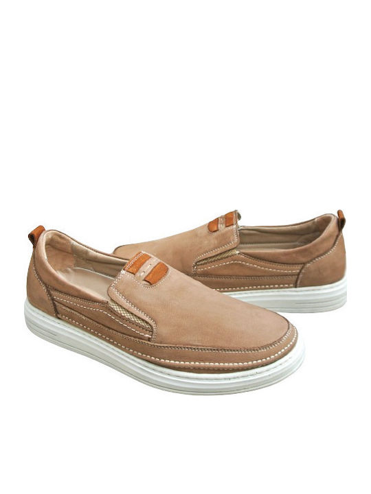Leder Herren Slip-Ons Beige