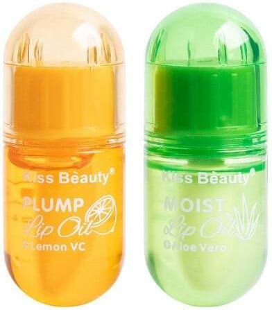 Kiss Beauty, Комплект гланц за устни с лимон и алое вера 2, овлажняващ и обем