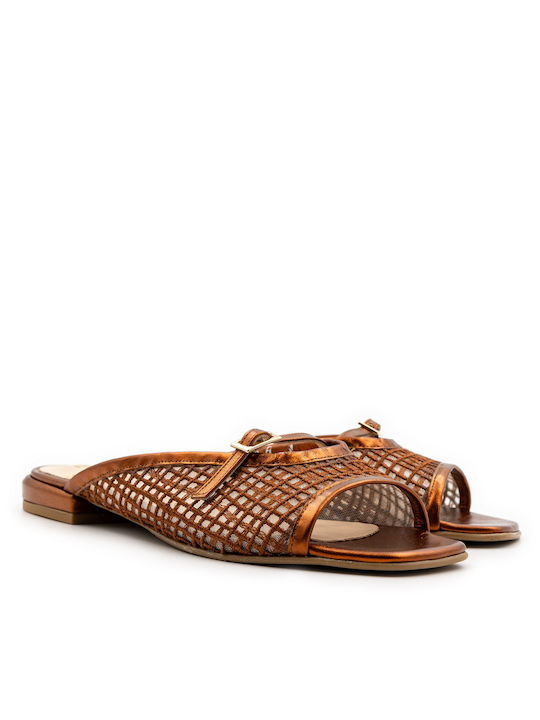 Βαβουλάς Heel Leather Mules Brown