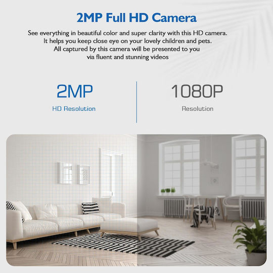 Smart IP Surveillance Camera Wi-Fi Full HD 1080p Waterproof with Two-Way Communication and Lens 4mm