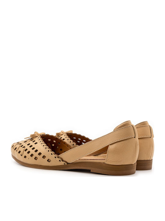 Leather Ballerinas Beige