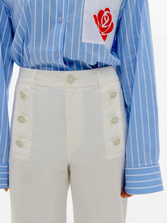 Women's Fabric Pants in Bootcut Fit White