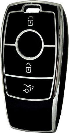 Silicone Car Key Cover Case with 3 Buttons for Mercedes Benz Black