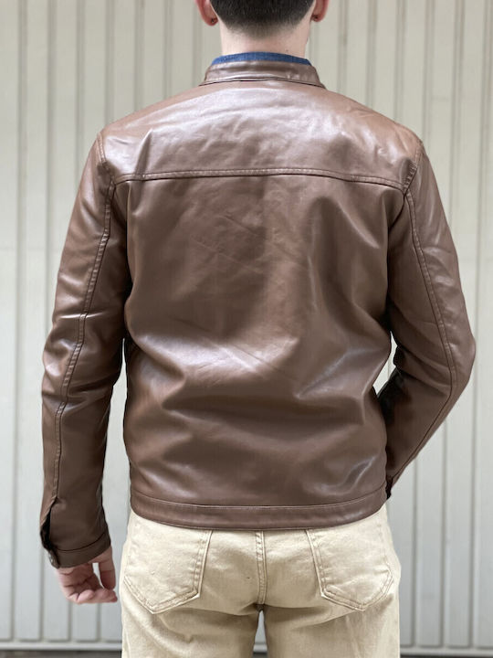 Bread And Buttons Ανδρικό Ταμπά Jacket Από Δερματίνη Με Μάο Γιακά G12317t