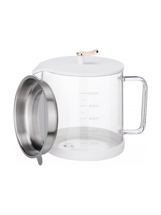 Navaris Teekanne mit Filter Rostfreier Stahl Weiß 1500ml