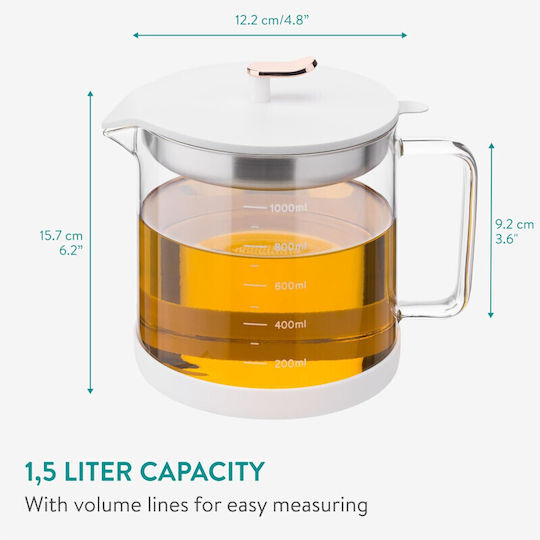 Navaris Τσαγιέρα με Φίλτρο Ανοξείδωτη Λευκή 1500ml