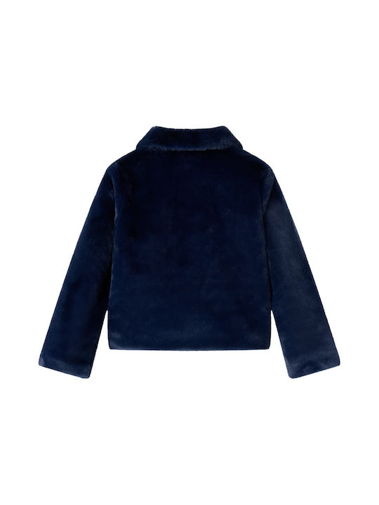 vidaXL Kids Fur Coat Short with Lining Dark Blue