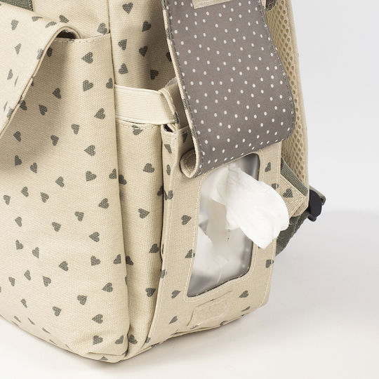 Backpack Changing Bag Poppy Olive Hearts | Walking Mum 1120800324